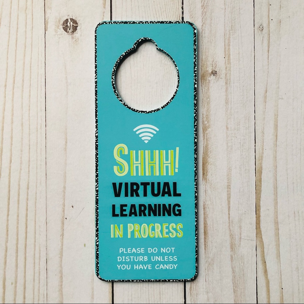 New! Faux Wooden Virtual Online Learning Door Sign
